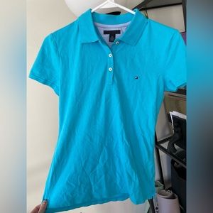 Cute Turquoise Tommy Hilfiger Fitted Women’s Polo; Size Small